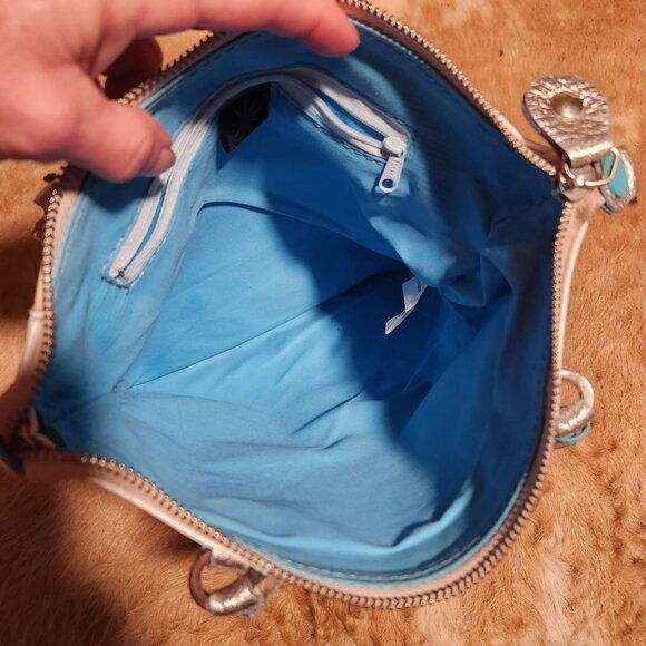 Gabs Made In Italy Genuine Leather Tote With Blue Interior & Adjustable Strap - Picture 6 of 7